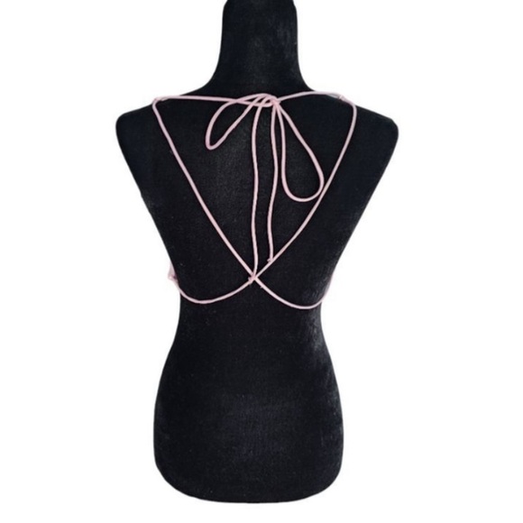 Zara Pink Satin tie open back crop top - Picture 5 of 5